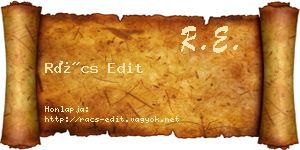 Rács Edit névjegykártya